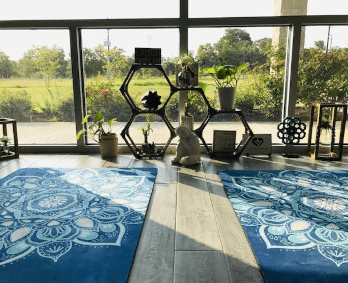 Yoga studio with relaxing atmosphere